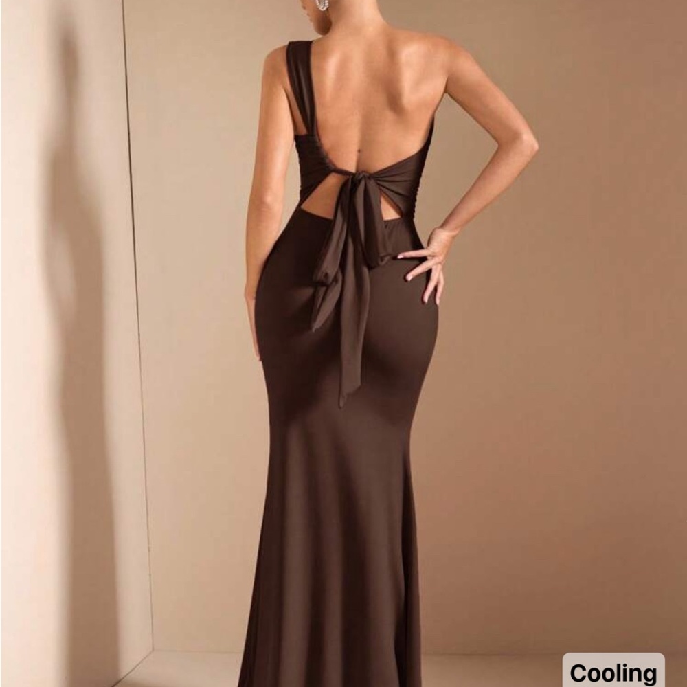 SHEIN One Shoulder Brown Dress